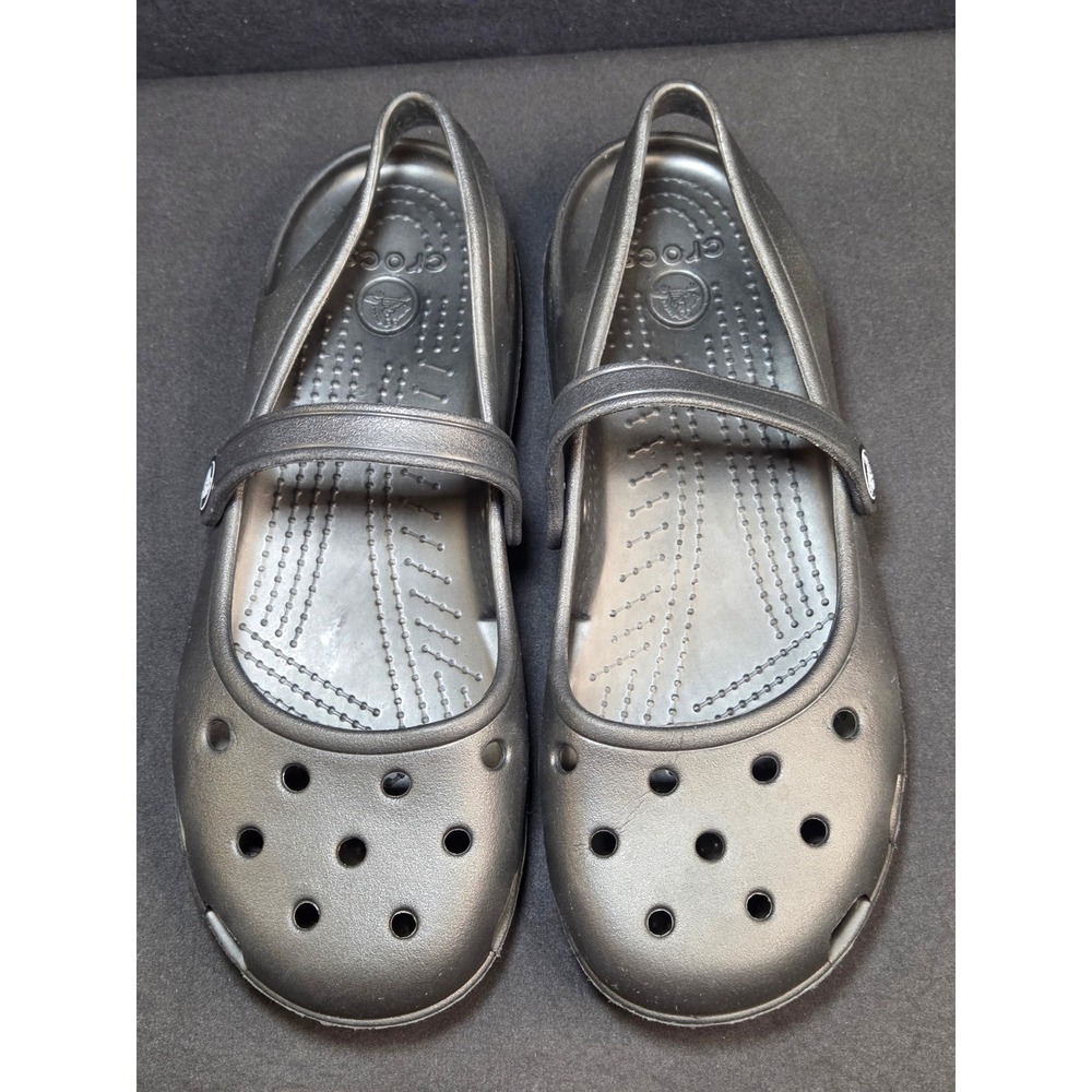 Crocs Shayna Mary Jane Black Slingback Clogs Womens Size 8 Comfort Shoes